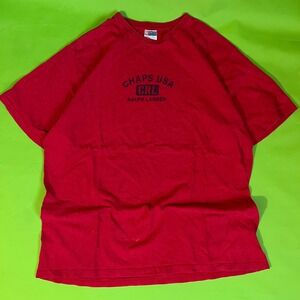 XL 90s Mens Chaps USA CRL Ralph Lauren Red T-Shirt‎ Cotton Casual Top